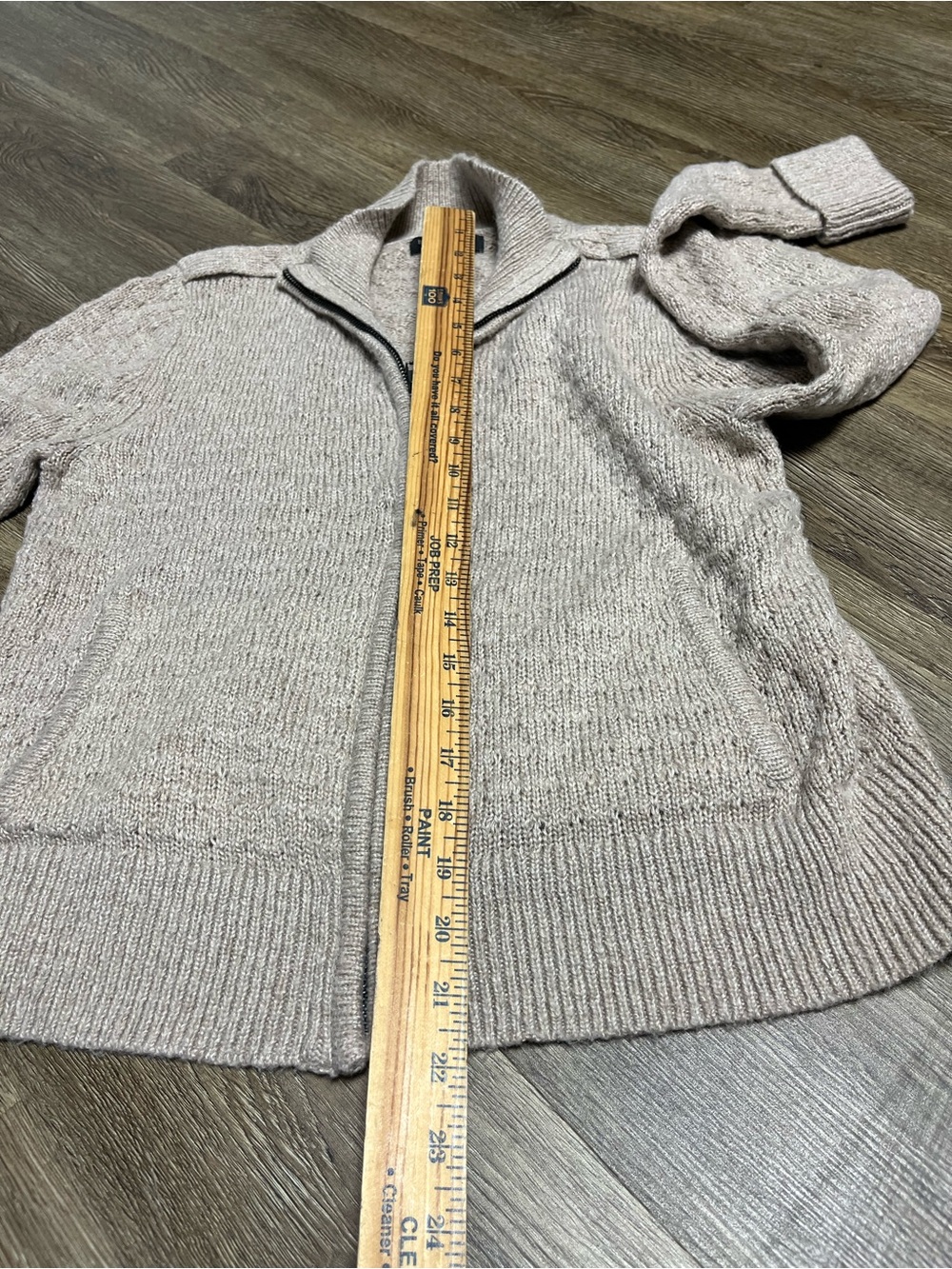 Banana Republic women’s size medium wool blend Beige Knit Zip Cardigan - Picture 5 of 6